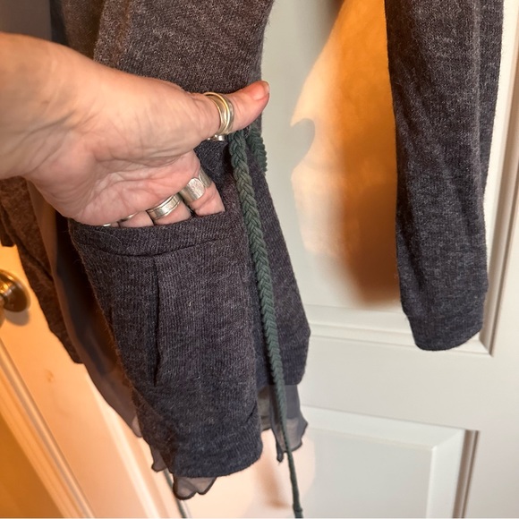 Bluebird Size L dark grey cardigan with sheer around edges - Picture 5 of 7